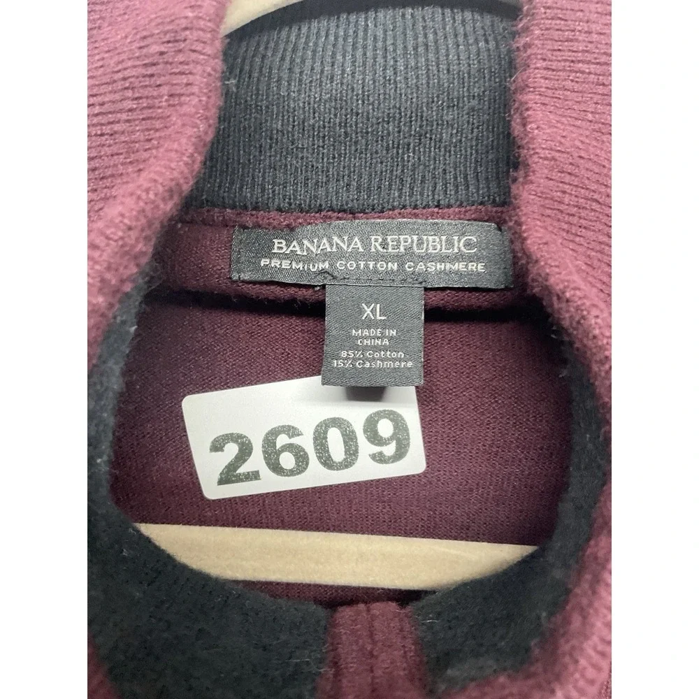 Banana Republic Cotton Cashmere 1/2 Zip Sweater Men's XL Burgundy Preppy